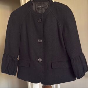 Talbots Women's 3 button 3/4 sleeve deep black wool/poly jacket